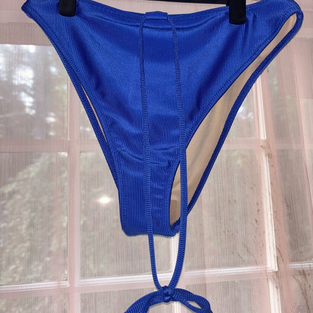 Blue Ribbed Bikini Bottom